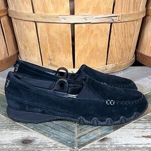 Skechers Relaxed Fit: Bikers Wayfarer Black Suede Slip On Flats Women Size 7.5